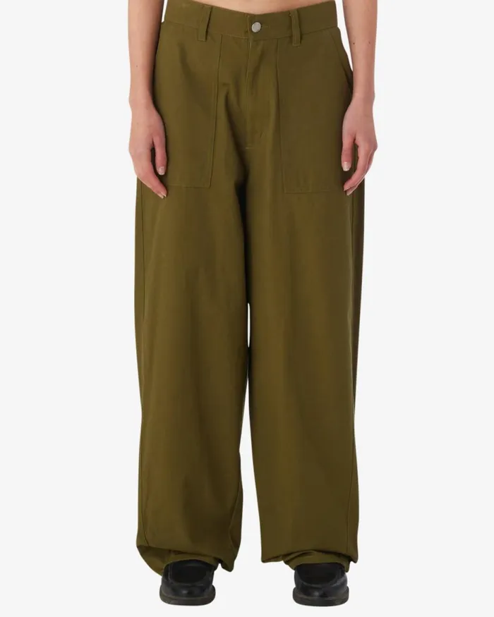 Women EUGENE UTILITY PANT Moss Green OBEY Clothing Denim