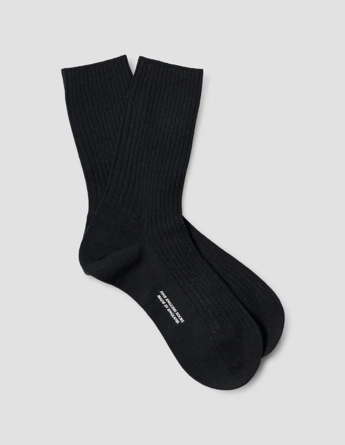 Women Full Rib Sock Black Margaret Howell Socks