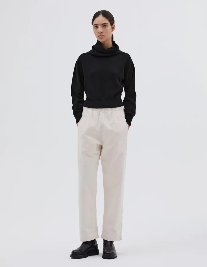 Women High Ribbed Polo Neck Black Margaret Howell Knitwear