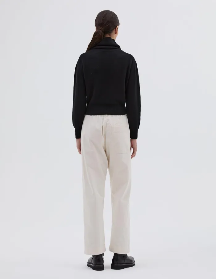 Women High Ribbed Polo Neck Black Margaret Howell Knitwear