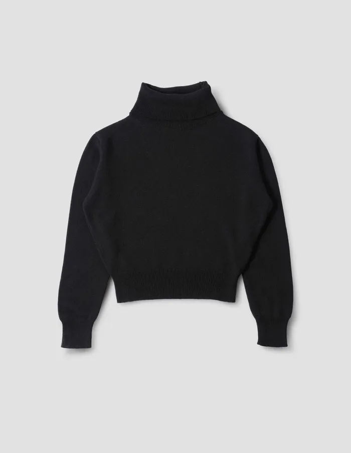 Women High Ribbed Polo Neck Black Margaret Howell Knitwear