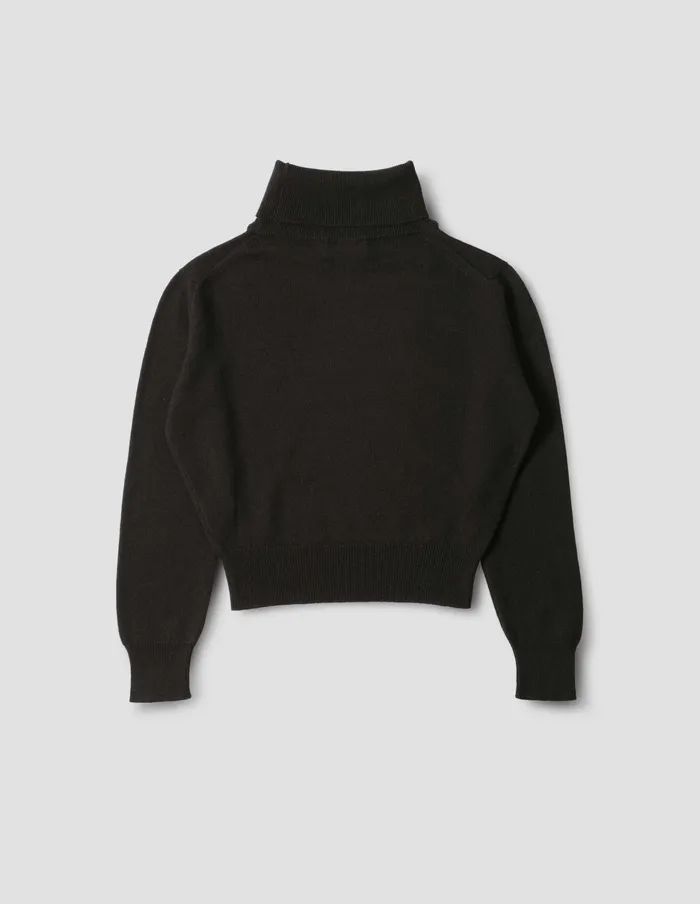 Women High Ribbed Polo Neck Black Margaret Howell Knitwear
