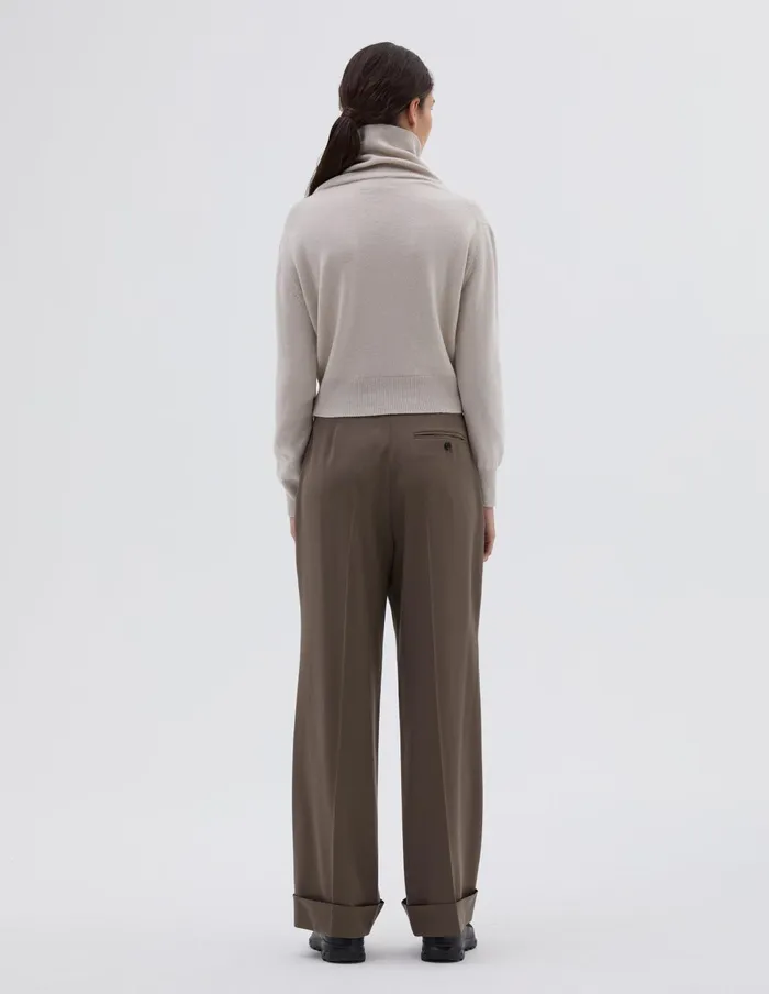 Women High Ribbed Polo Neck Ecru Margaret Howell Knitwear