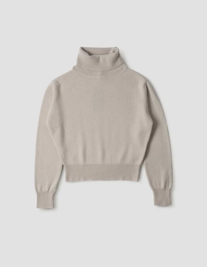 Women High Ribbed Polo Neck Ecru Margaret Howell Knitwear