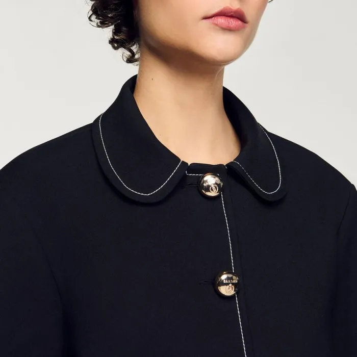 Women Jackets and Blazers SANDRO Peter Pan Collar Cropped Jacket Black