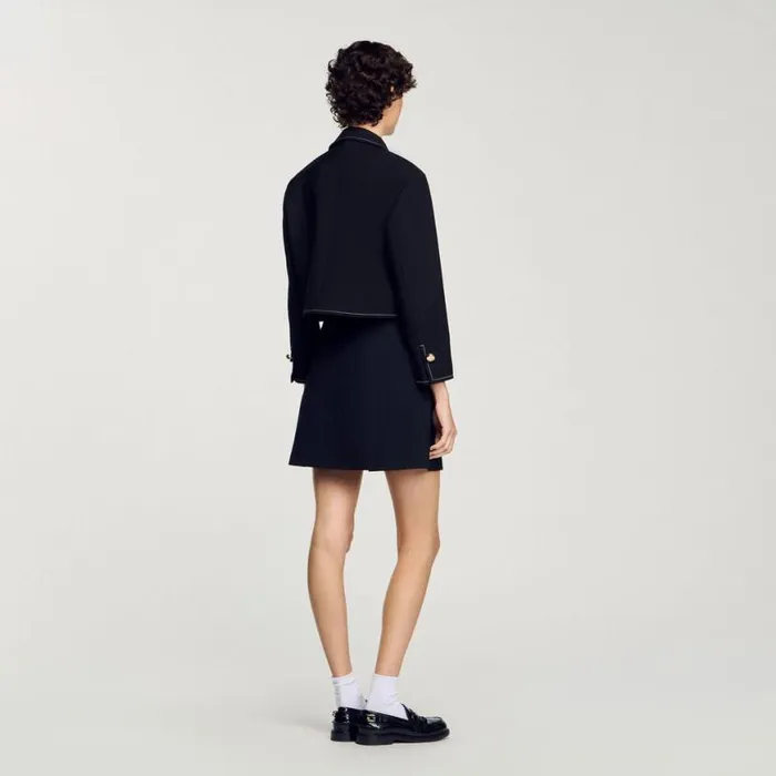 Women Jackets and Blazers SANDRO Peter Pan Collar Cropped Jacket Black