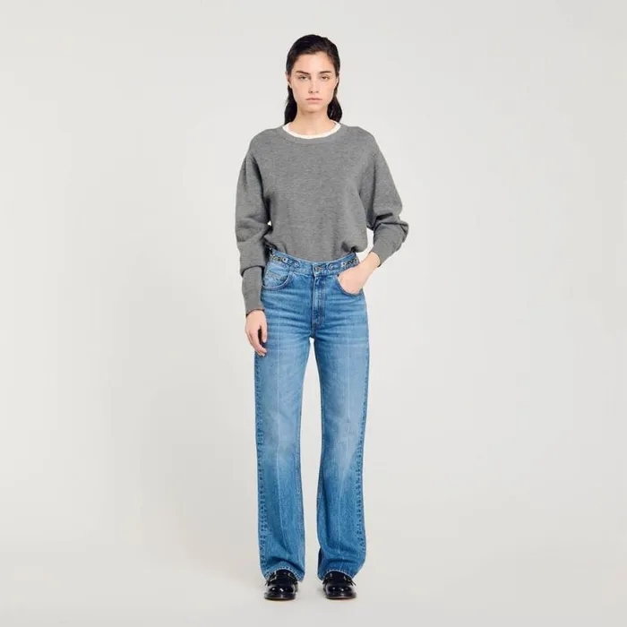 Women Jeans SANDRO Curb Chain Jeans Blue Jean
