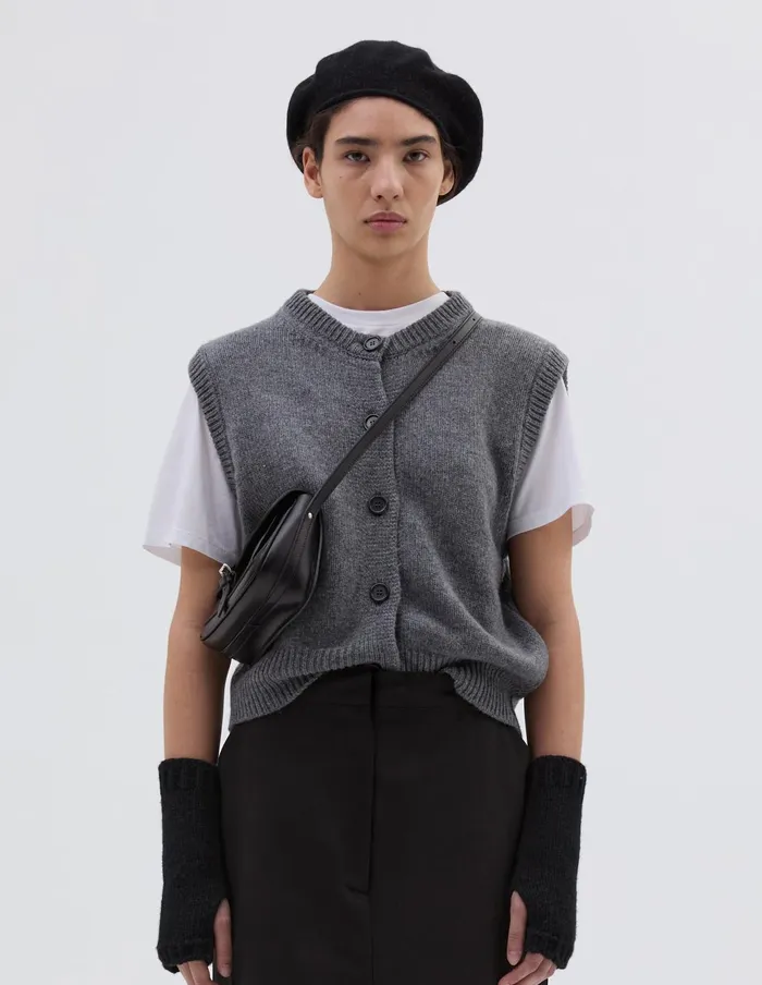 Women Knitted Gilet Charcoal Margaret Howell Knitwear