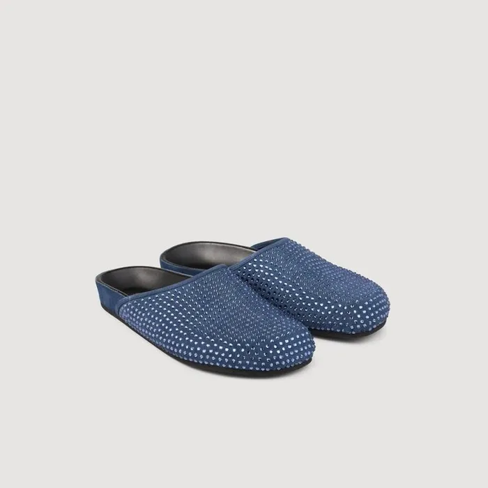Women Loafers and Flats SANDRO Rhinestone Mules Blue