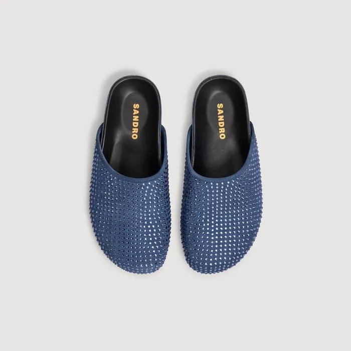 Women Loafers and Flats SANDRO Rhinestone Mules Blue