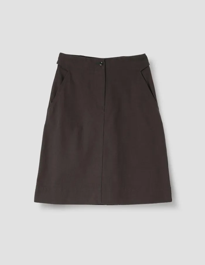 Women Mhl Cinch Back Skirt Dark Brown Margaret Howell Skirts