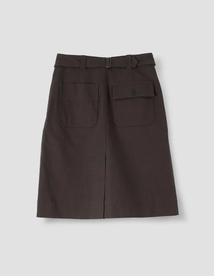 Women Mhl Cinch Back Skirt Dark Brown Margaret Howell Skirts