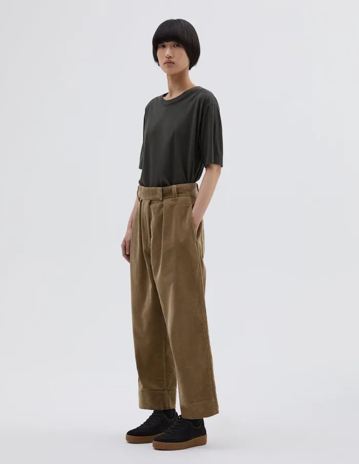 Women Mhl Pleated Crop Trouser Putty Margaret Howell Trousers
