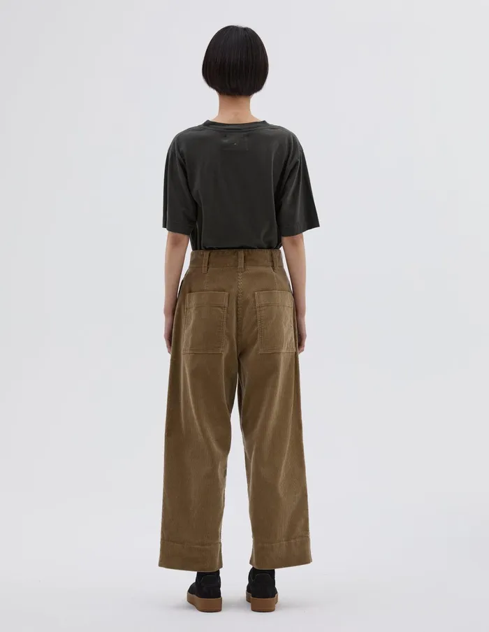 Women Mhl Pleated Crop Trouser Putty Margaret Howell Trousers