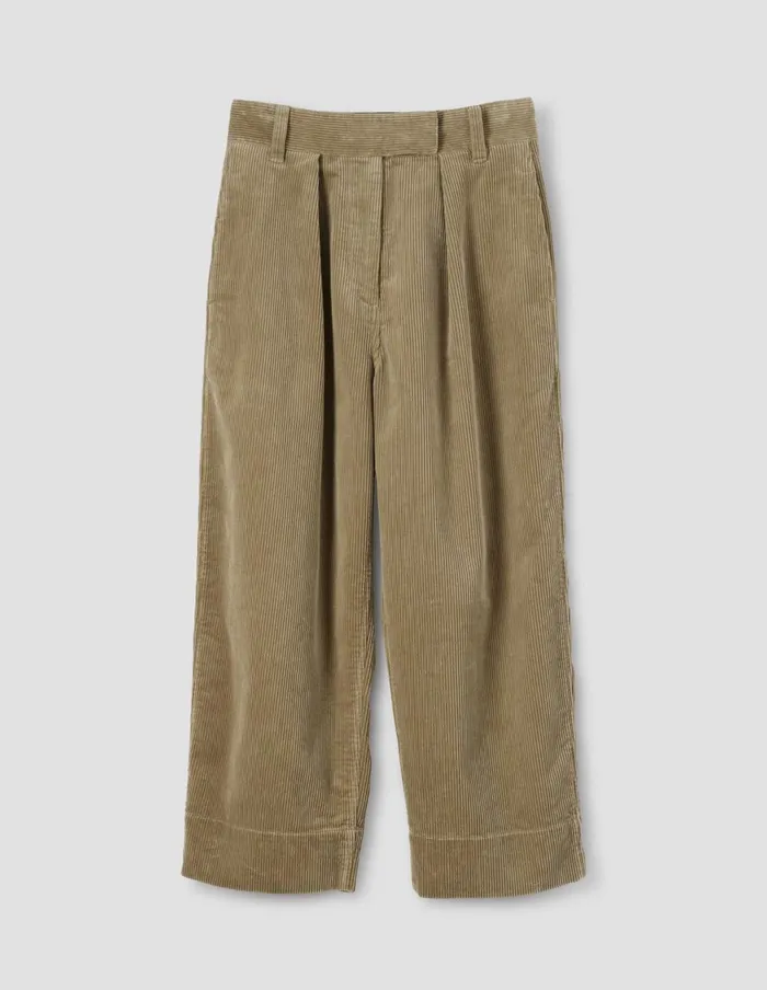 Women Mhl Pleated Crop Trouser Putty Margaret Howell Trousers