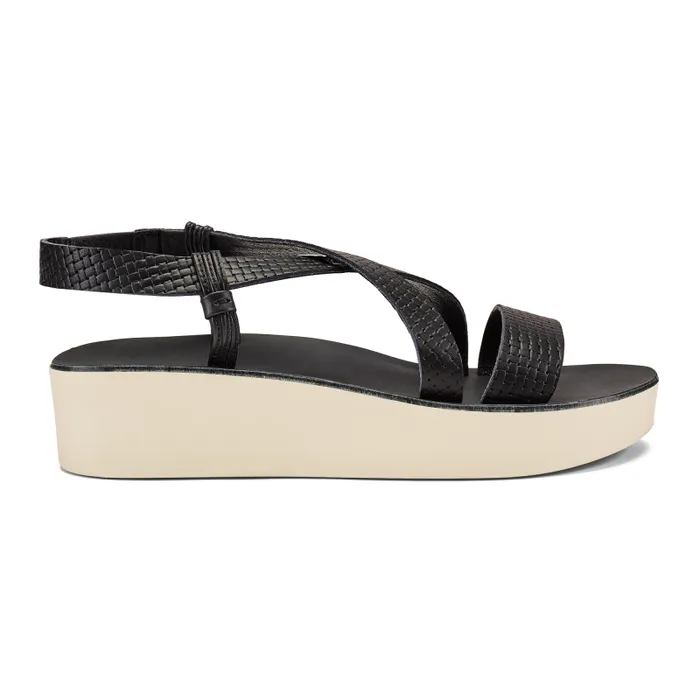 Women nohi Strappy Womens Strappy Leather Sandals Black White Sand Olukai Leather