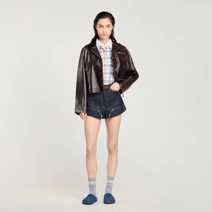 Women Pants and Shorts SANDRO Raw Denim Shorts Deep Blu