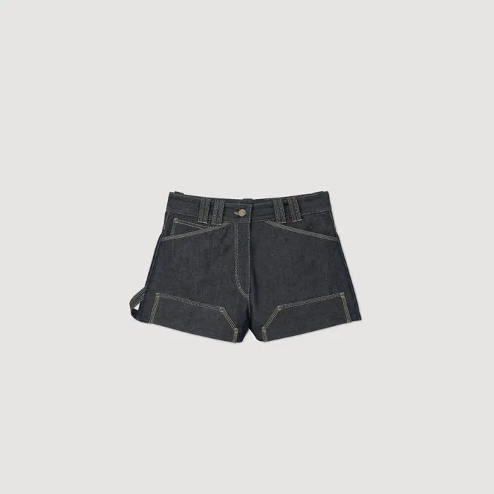 Women Pants and Shorts SANDRO Raw Denim Shorts Deep Blu