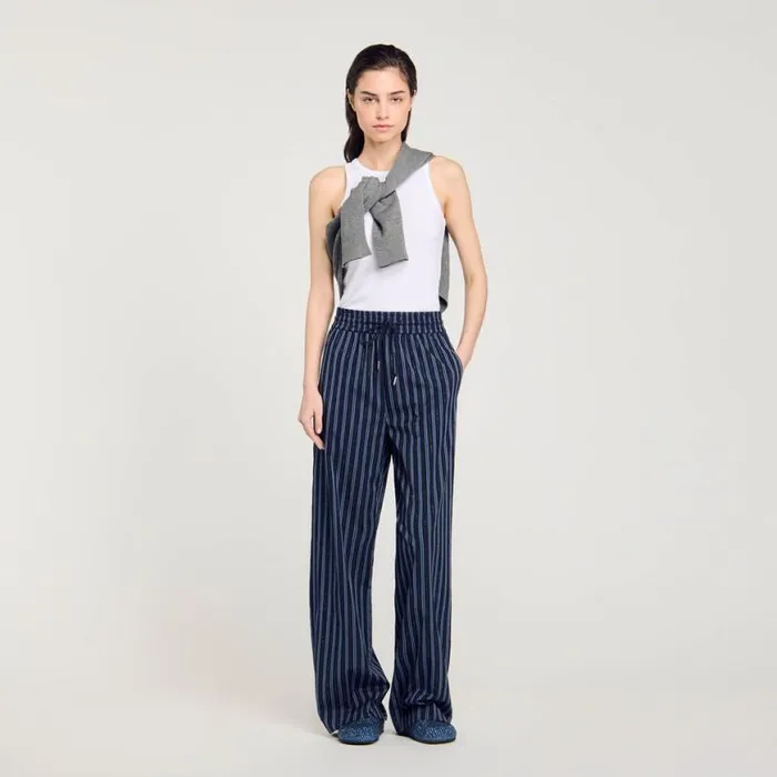 Women Pants and Shorts SANDRO Striped Trousers Blue
