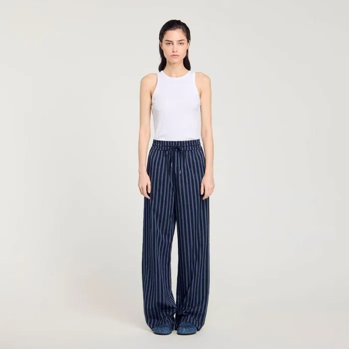 Women Pants and Shorts SANDRO Striped Trousers Blue