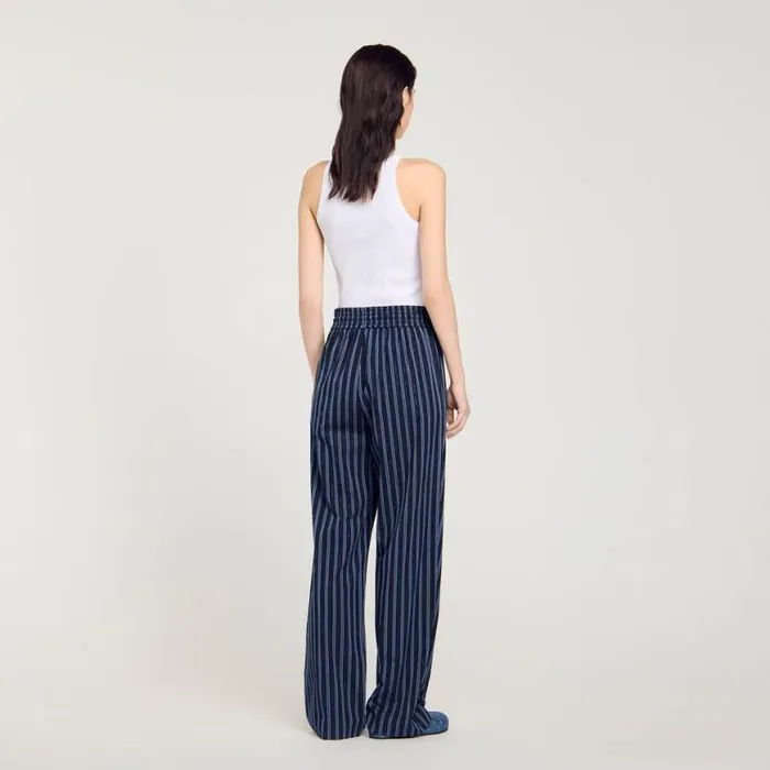 Women Pants and Shorts SANDRO Striped Trousers Blue