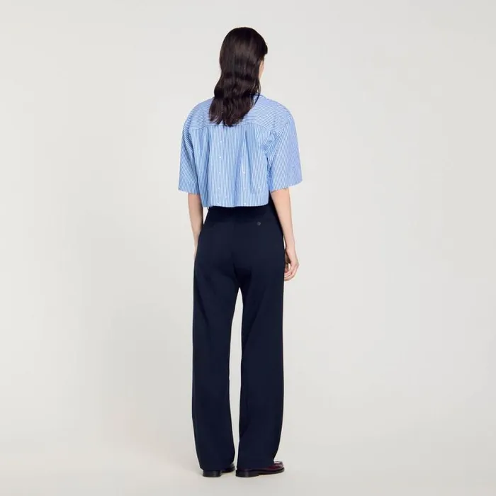 Women Pants and Shorts SANDRO Wool Trousers Navy Blue