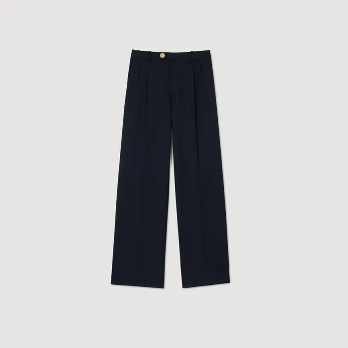 Women Pants and Shorts SANDRO Wool Trousers Navy Blue