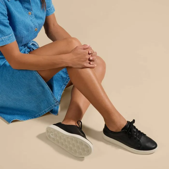 Women Pehuea L Ili Womens Everyday Leather Sneakers Black Olukai Leather Women Pehuea L Ili Womens Everyday Leather Sneakers Black Olukai Leather