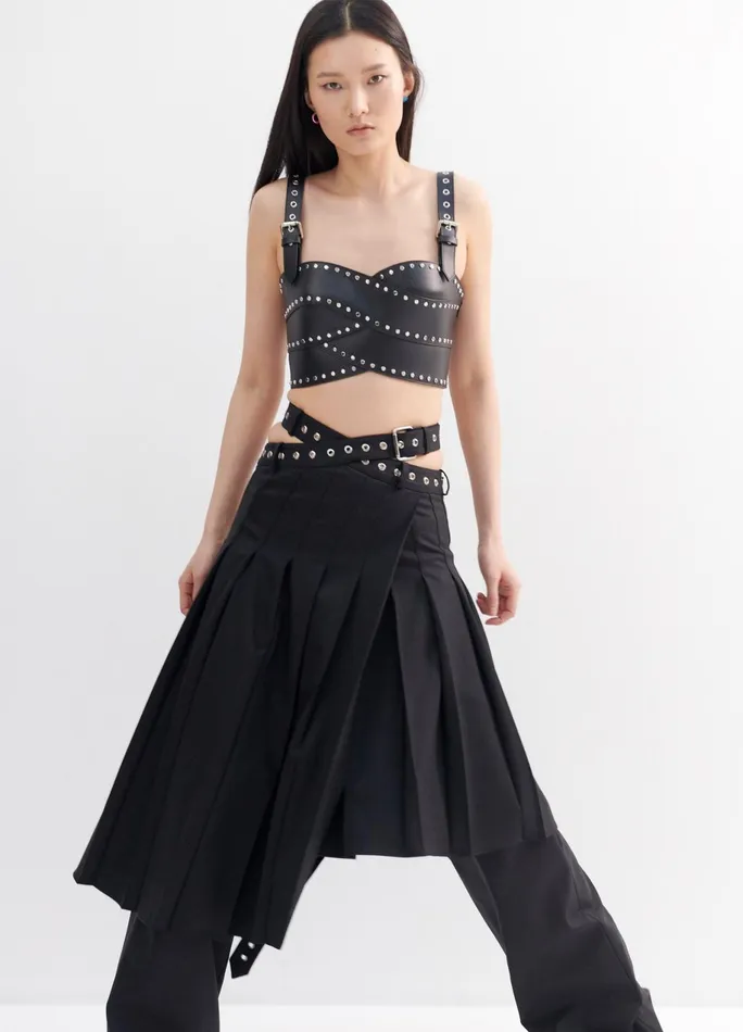 Women Pleated Criss Cross Waist Trouser Skirt MONSE Bottoms