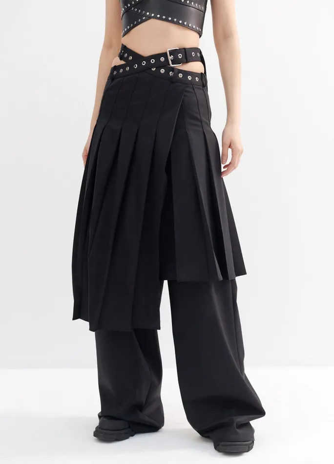 Women Pleated Criss Cross Waist Trouser Skirt MONSE Bottoms