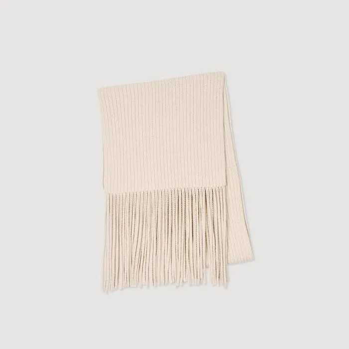 Women Scarves SANDRO Knitted Scarf Ecru