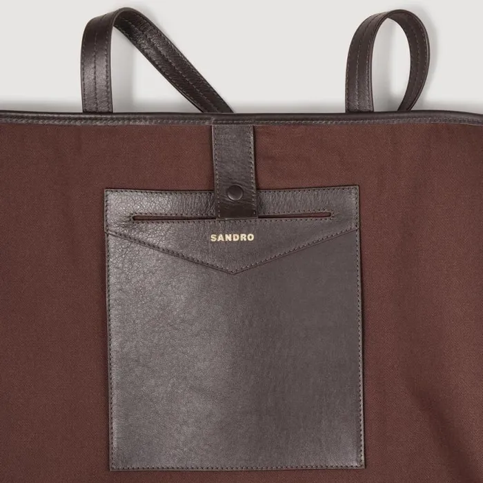Women Shoulder Bags SANDRO Suede Tote Bag Camel