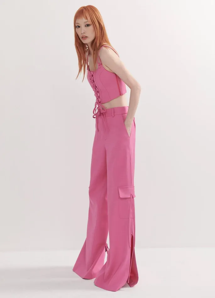 Women Side Slit Cargo Pants With Chain MONSE Bottoms