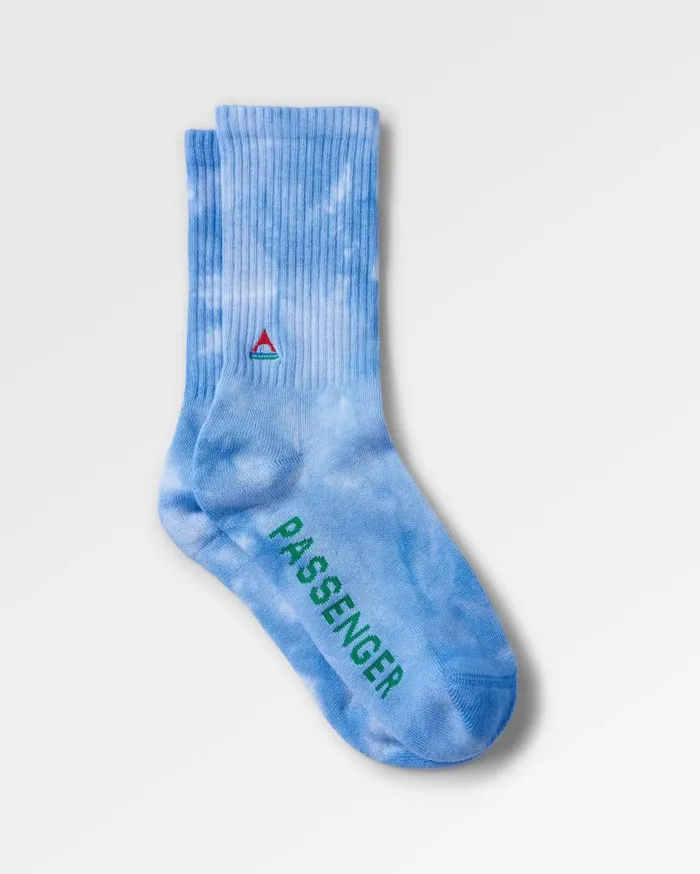 Women Socks Passenger Organic Midweight Crew Socks Tie Dye Cornflower Tie Dye Cornflower