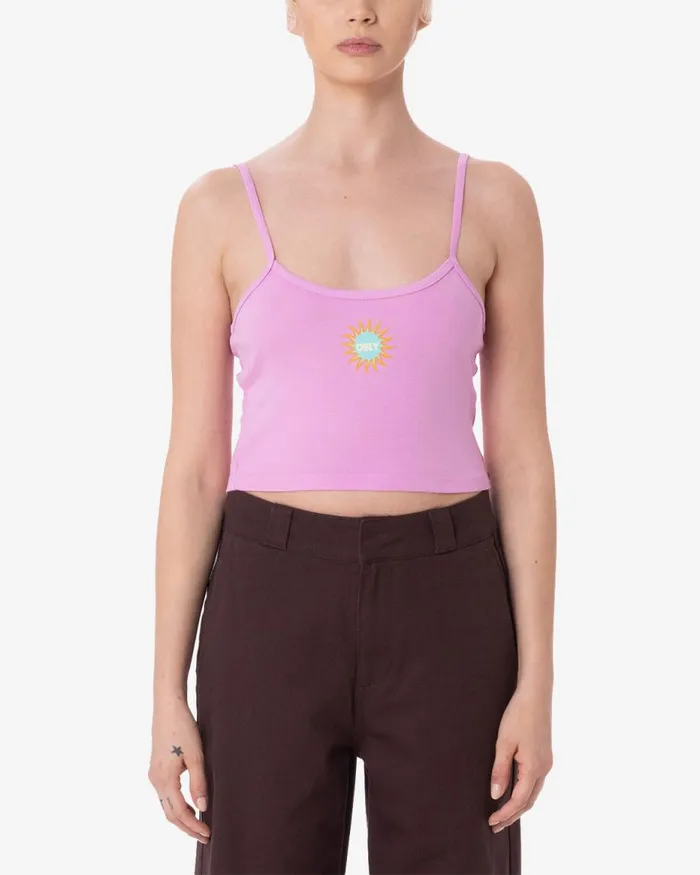 Women SPIRAL SPAGHETTI STRAP CROP TANK Pastel Lavender OBEY Clothing TSHIRTS