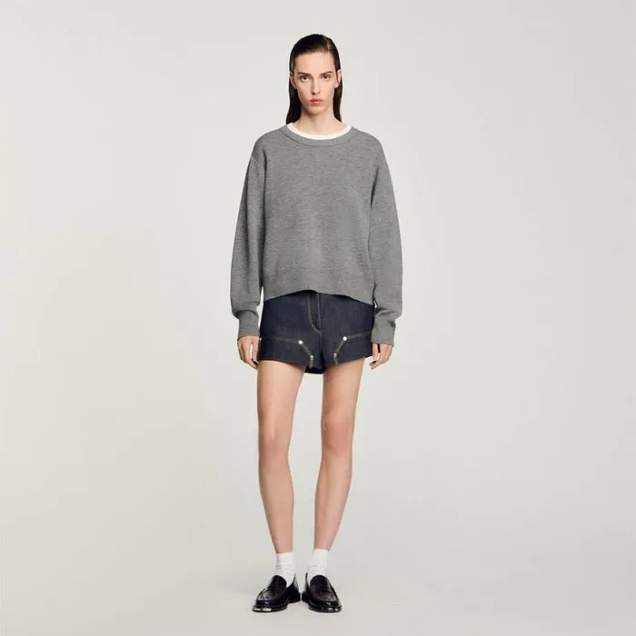 Women Sweaters and Cardigans SANDRO Contrast Collar Sweater Grey