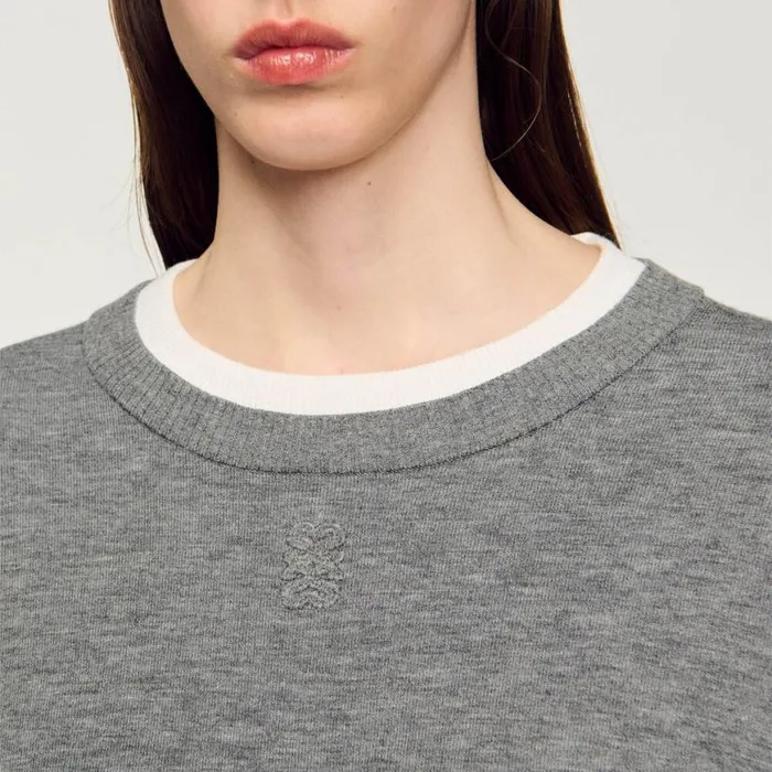 Women Sweaters and Cardigans SANDRO Contrast Collar Sweater Grey