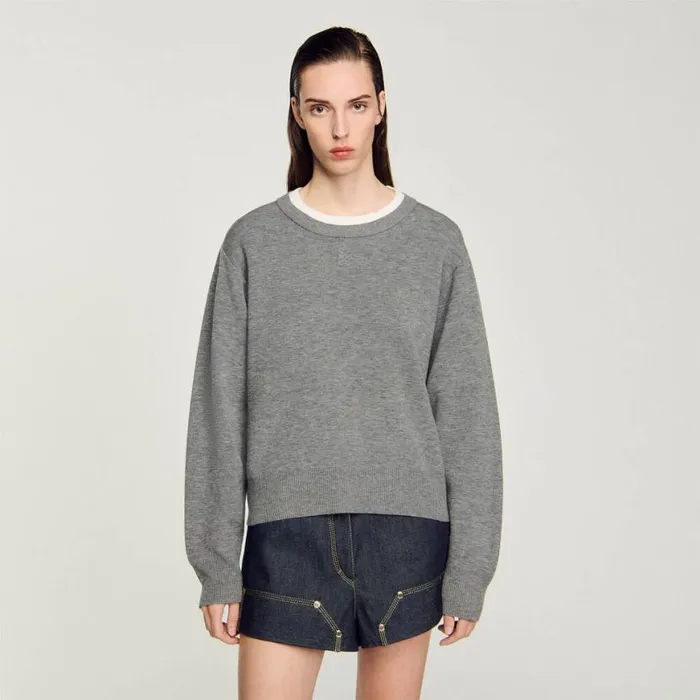 Women Sweaters and Cardigans SANDRO Contrast Collar Sweater Grey