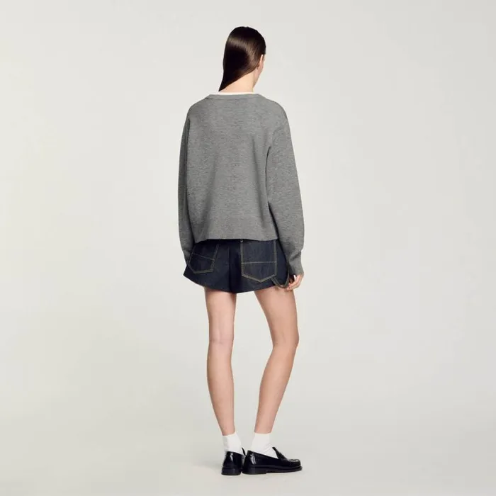 Women Sweaters and Cardigans SANDRO Contrast Collar Sweater Grey