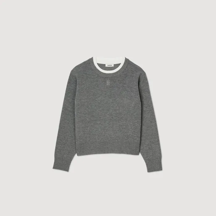 Women Sweaters and Cardigans SANDRO Contrast Collar Sweater Grey