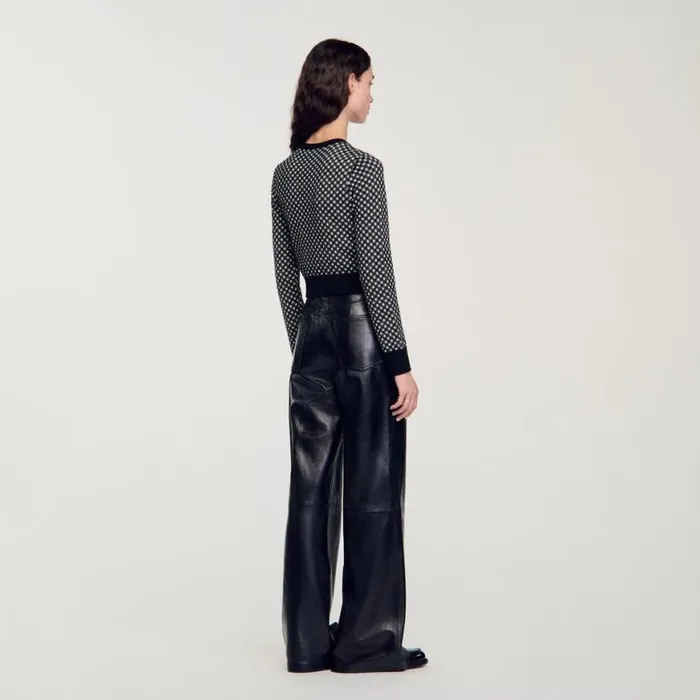 Women Sweaters and Cardigans SANDRO Jacquard Check Cardigan Black