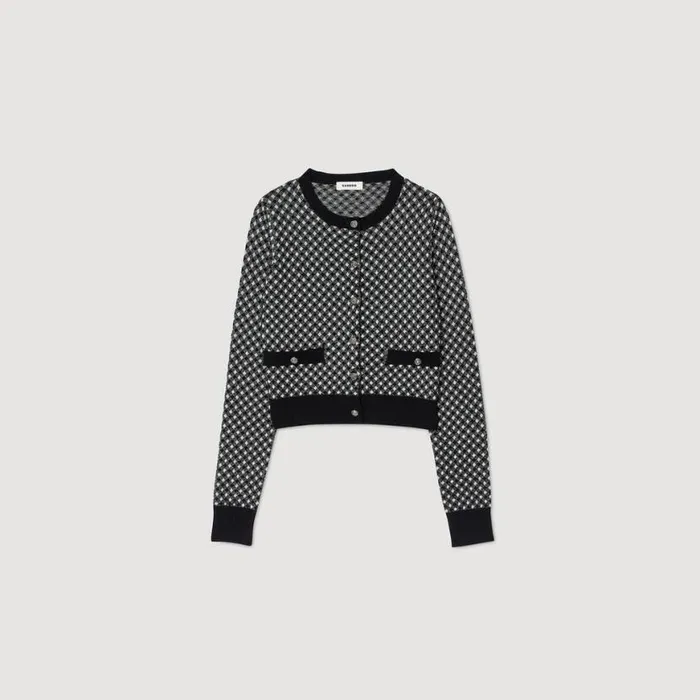 Women Sweaters and Cardigans SANDRO Jacquard Check Cardigan Black