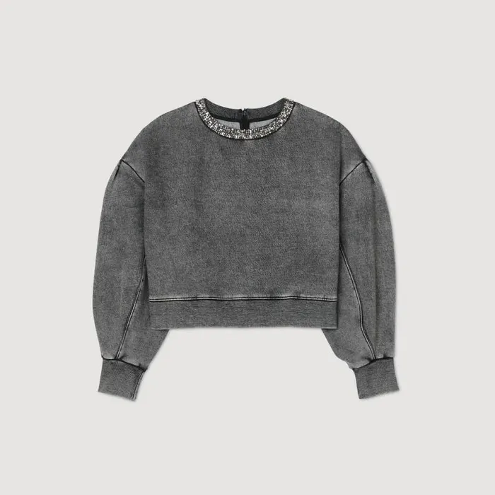Women Sweaters and Cardigans SANDRO Jewellery Neck Sweatshirt Grey