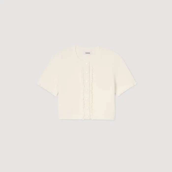 Women Sweaters and Cardigans SANDRO Ruffled Cardigan Ecru