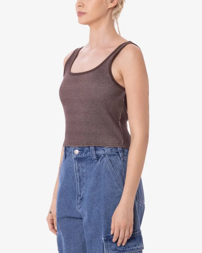 Women THOMSON CROPPED TANK Dark Brown Multi OBEY Clothing TOPS