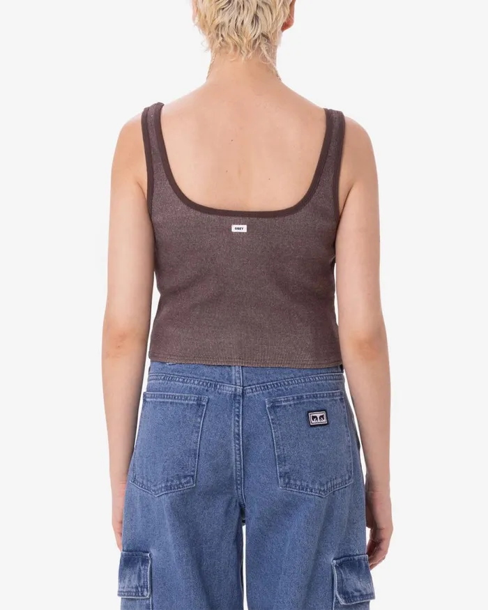 Women THOMSON CROPPED TANK Dark Brown Multi OBEY Clothing TOPS