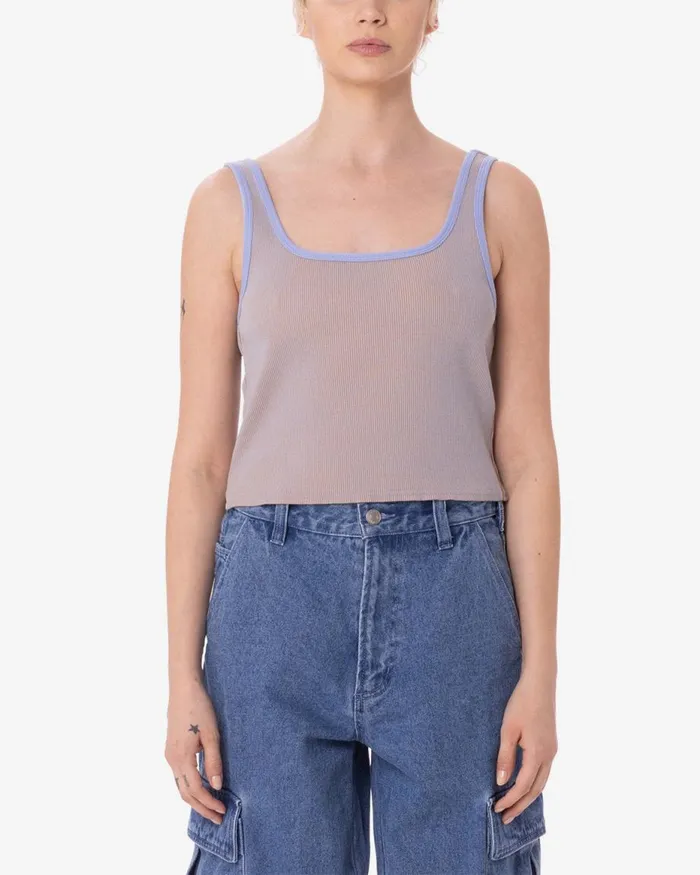 Women THOMSON CROPPED TANK Dark Brown Multi OBEY Clothing TOPS