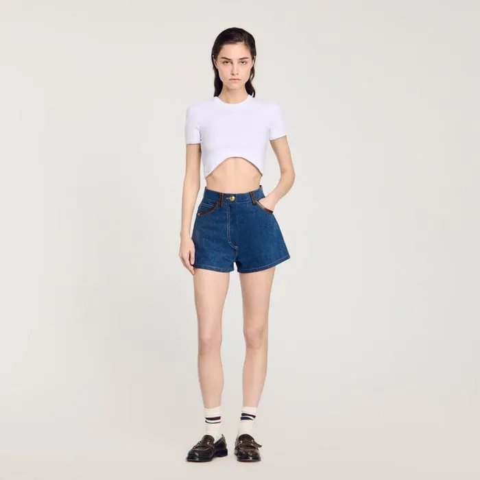 Women Tops and Shirts SANDRO Cropped Tshirt White