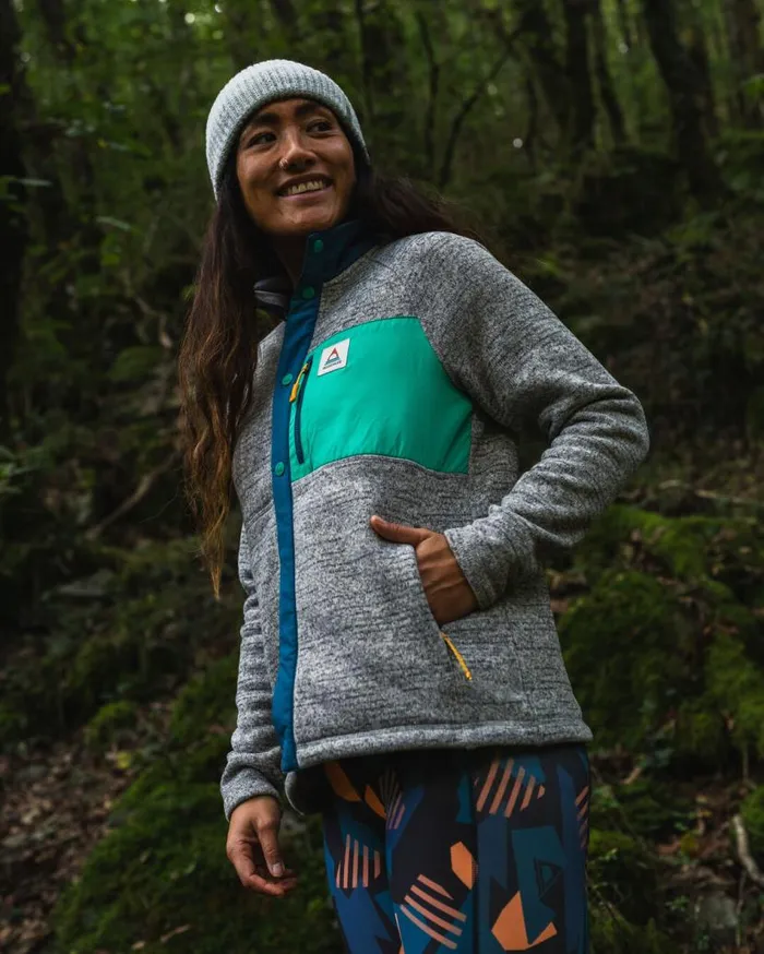 Women Tops Passenger Amber Recycled Polartec Fleece Grey Marl Grey Marl
