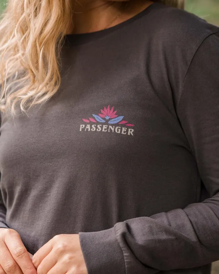 Women Tops Passenger Bud Recycled Cotton LS TShirt Charcoal Charcoal